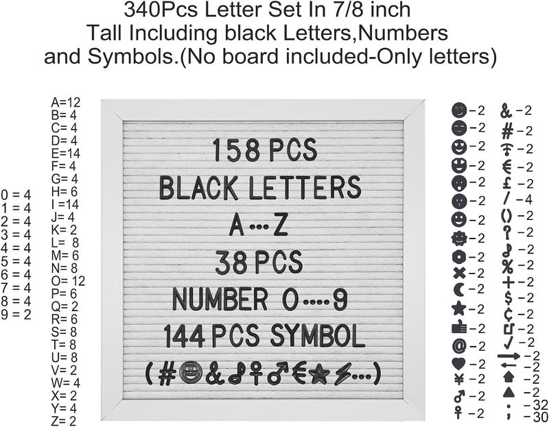 G GAMIT Felt Letter Board Letters Set, Pre-Cut 340pcs 7/8 inch(0.875") Black Letters Only(No Board Included) - Image 2